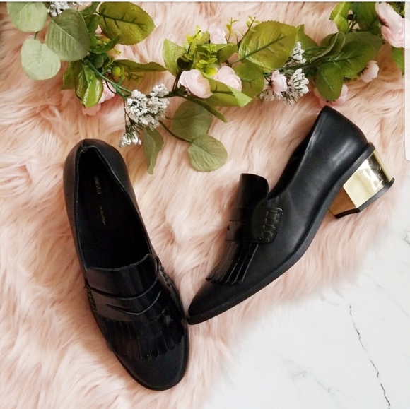 Miista Shoes - 🔥4/$25! Miista Black and Gold Heeled Loafers